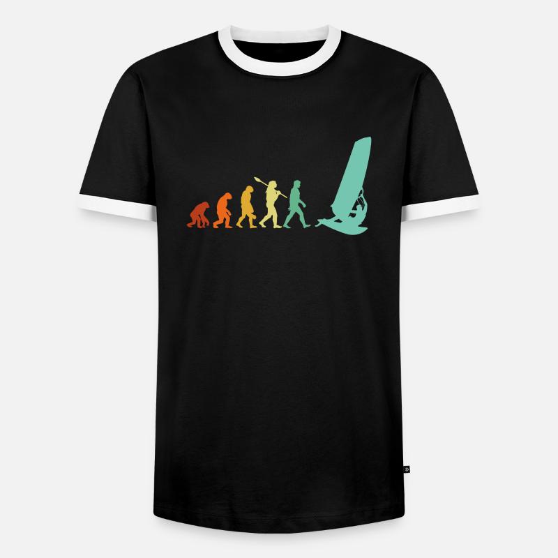 windsurfing evolution, windsurf - Männer Kontrast-T-Shirt - Schwarz/Weiß