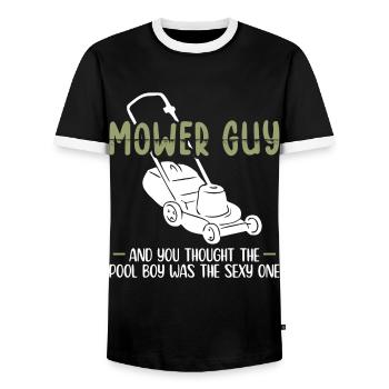 Gärtner ist sexier als der Pool Junge Rasenmäher - Männer Kontrast-T-Shirt - Schwarz/Weiß - Vorne - AI Model Female 172 light (172cm) & AI Model Male 178 light (178cm)