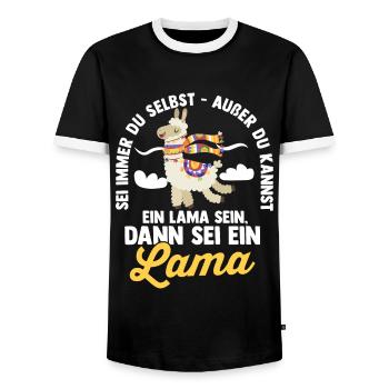 Lama - Männer Kontrast-T-Shirt - Schwarz/Weiß - Vorne - AI Model Female 172 light (172cm) & AI Model Male 178 light (178cm)