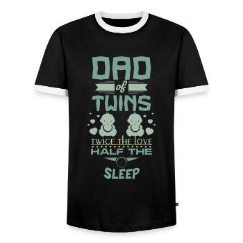 Dad of Twins - Men's Ringer Shirt - black/white - Front - AI Model Female 172 light (172cm) & AI Model Male 178 light (178cm)
