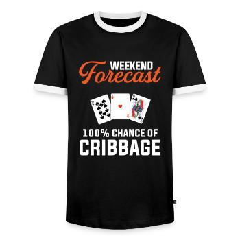 Cribbage weekend forecast funny cribbage - Männer Kontrast-T-Shirt - Schwarz/Weiß - Vorne - AI Model Female 172 light (172cm) & AI Model Male 178 light (178cm)