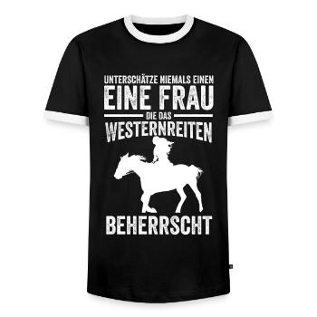 Westernreiten Frau Frauen Spruch Geschenkidee - Männer Kontrast-T-Shirt - Schwarz/Weiß - Vorne - AI Model Female 172 light (172cm) & AI Model Male 178 light (178cm)