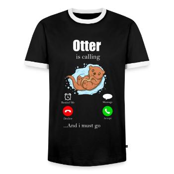 Loutres - T-shirt contrasté Homme - noir/blanc - Devant - AI Model Female 172 light (172cm) & AI Model Male 178 light (178cm)