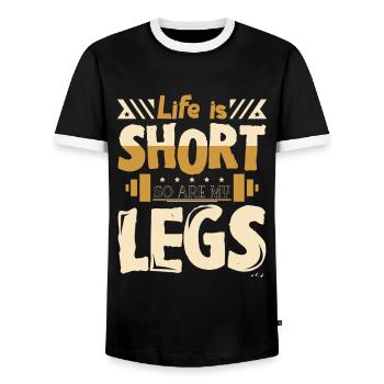 Life is short so are my legs - Men's Ringer Shirt - black/white - Front - AI Model Female 172 light (172cm) & AI Model Male 178 light (178cm)