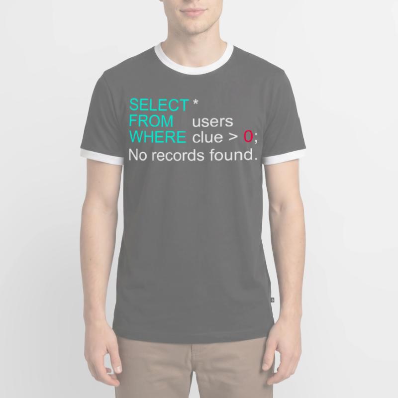 Données de base de données SQL Programmer Administration T-shirt contrasté Homme