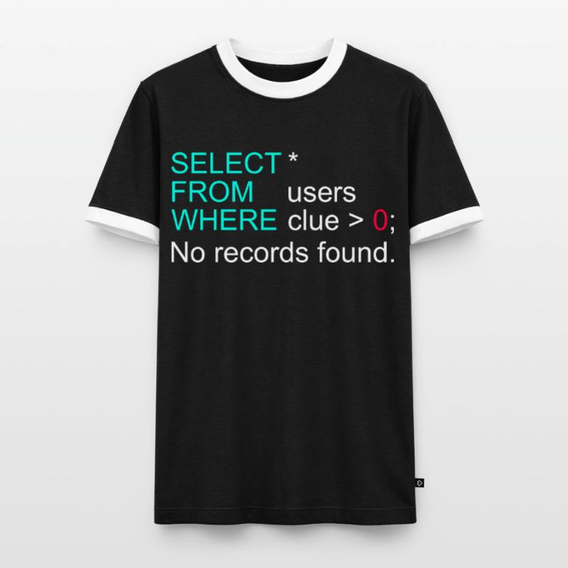 Données de base de données SQL Programmer Administration T-shirt contrasté Homme