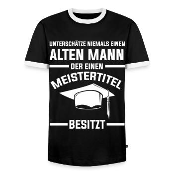 Alter Mann | Meister Meistertitel Meisterbrief - Männer Kontrast-T-Shirt - Schwarz/Weiß - Vorne - AI Model Female 172 light (172cm) & AI Model Male 178 light (178cm)