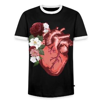 Anatomische Herz Blumen Liebe Frauen Männer - Männer Kontrast-T-Shirt - Schwarz/Weiß - Vorne - AI Model Female 172 light (172cm) & AI Model Male 178 light (178cm)
