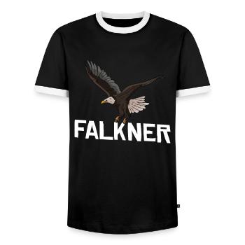 Falkner Pickling Gift Falconry - Men's Ringer Shirt - black/white - Front - AI Model Female 172 light (172cm) & AI Model Male 178 light (178cm)