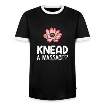 Knead A Massage, massage thérapist - T-shirt contrasté Homme - noir/blanc - Devant - AI Model Female 172 light (172cm) & AI Model Male 178 light (178cm)
