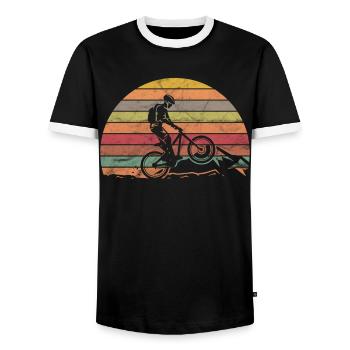 Mountain bike VTT Bike Downhill Retro motif - T-shirt contrasté Homme - noir/blanc - Devant - AI Model Female 172 light (172cm) & AI Model Male 178 light (178cm)