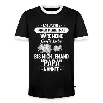 Papa - Männer Kontrast-T-Shirt - Schwarz/Weiß - Vorne - AI Model Female 172 light (172cm) & AI Model Male 178 light (178cm)