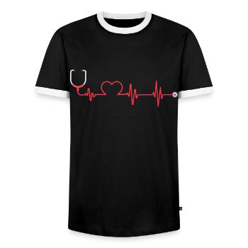 Nurse Nurse Gift Birthday Funny - Men's Ringer Shirt - black/white - Front - AI Model Female 172 light (172cm) & AI Model Male 178 light (178cm)