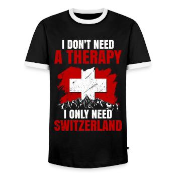 Suisse Drapeau Berne Zurich Alpes Suisse allemand - T-shirt contrasté Homme - noir/blanc - Devant - AI Model Female 172 light (172cm) & AI Model Male 178 light (178cm)