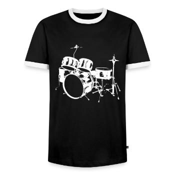 percussion - Men's Ringer Shirt - black/white - Front - AI Model Female 172 light (172cm) & AI Model Male 178 light (178cm)