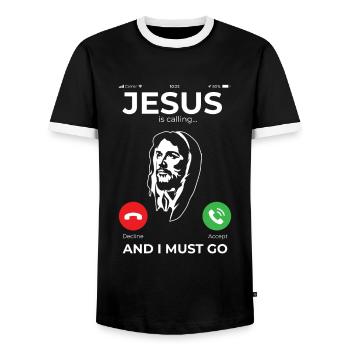 Jesus Katholisches Christliches Geschenk - Männer Kontrast-T-Shirt - Schwarz/Weiß - Vorne - AI Model Female 172 light (172cm) & AI Model Male 178 light (178cm)