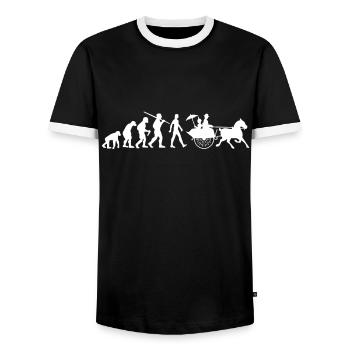 Kutsche Evolution Kutscher - Männer Kontrast-T-Shirt - Schwarz/Weiß - Vorne - AI Model Female 172 light (172cm) & AI Model Male 178 light (178cm)