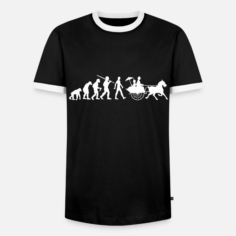 Kutsche Evolution Kutscher - Männer Kontrast-T-Shirt - Schwarz/Weiß
