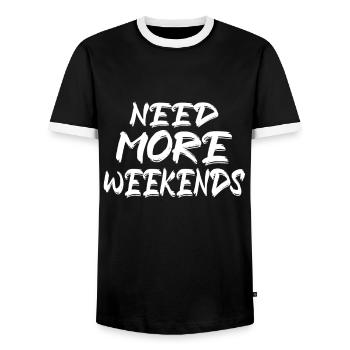 More Weekends - Men's Ringer Shirt - black/white - Front - AI Model Female 172 light (172cm) & AI Model Male 178 light (178cm)