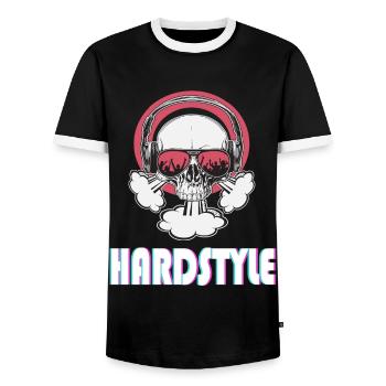 Hardstyle music tête de mort avec lunettes de soleil - T-shirt contrasté Homme - noir/blanc - Devant - AI Model Female 172 light (172cm) & AI Model Male 178 light (178cm)