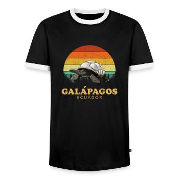 galapagos islands, galapago ecuador - Men's Ringer Shirt - black/white - Front - AI Model Female 172 light (172cm) & AI Model Male 178 light (178cm)