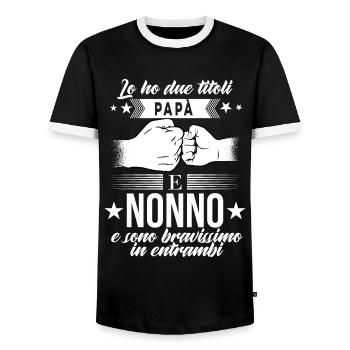 Lo Ho Due Titoli Papà E Nonno - Männer Kontrast-T-Shirt - Schwarz/Weiß - Vorne - AI Model Female 172 light (172cm) & AI Model Male 178 light (178cm)