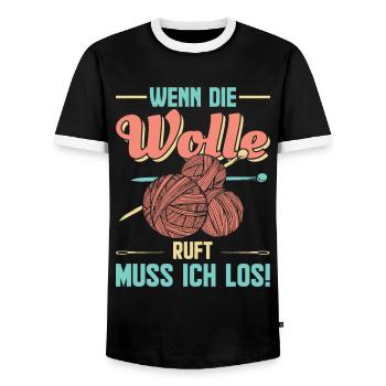 Häkeln Stricken lustiges Sprüche Geschenk - Männer Kontrast-T-Shirt - Schwarz/Weiß - Vorne - AI Model Female 172 light (172cm) & AI Model Male 178 light (178cm)