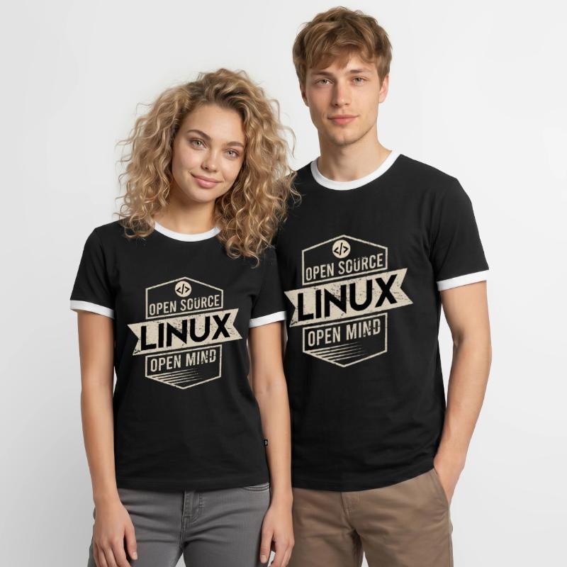 Open Source Open Mind Linux Betriebssystem Männer Kontrast-T-Shirt