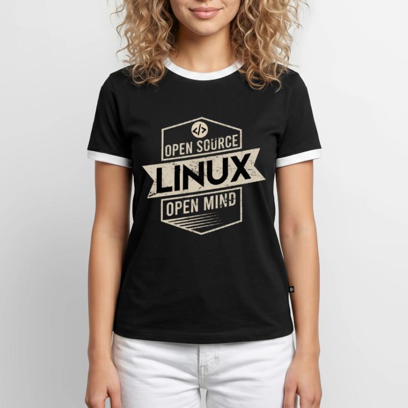 Open Source Open Mind Linux Betriebssystem Männer Kontrast-T-Shirt