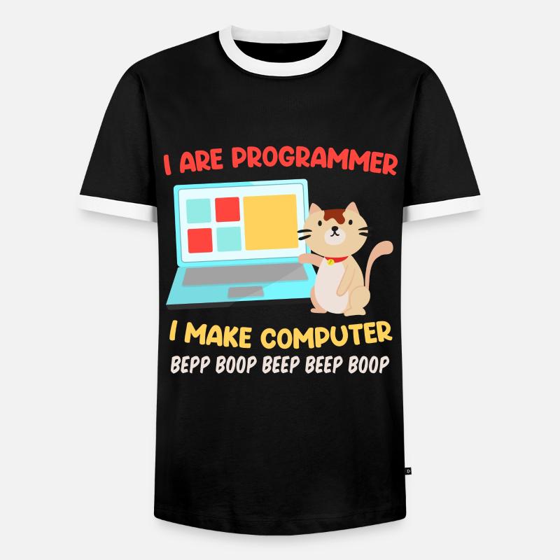 Programmierer Katzen Spruch Witz I are Programmer - Männer Kontrast-T-Shirt - Schwarz/Weiß