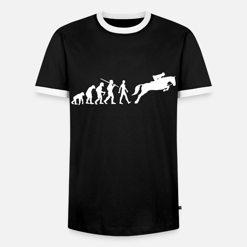 Cavalière Evolution Chevaux - T-shirt contrasté Homme - noir/blanc
