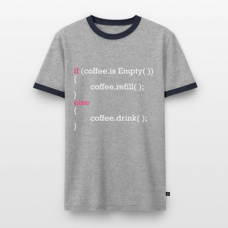 Program Code Coffee Refill IT Developers Men's Ringer Shirt