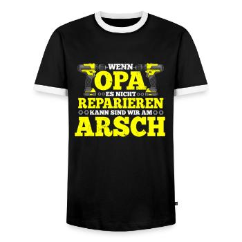 Opa Lustiger Spruch Opi Großpapa Geschenk - Männer Kontrast-T-Shirt - Schwarz/Weiß - Vorne - AI Model Female 172 light (172cm) & AI Model Male 178 light (178cm)