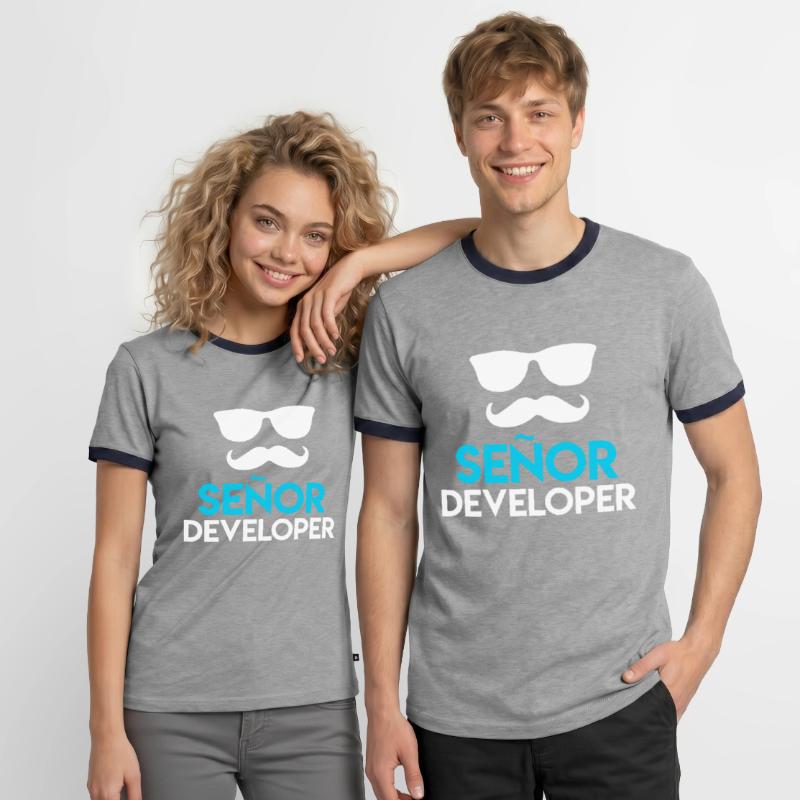 Senor Developer Computer Scientist Nerd Developer Men's Ringer Shirt