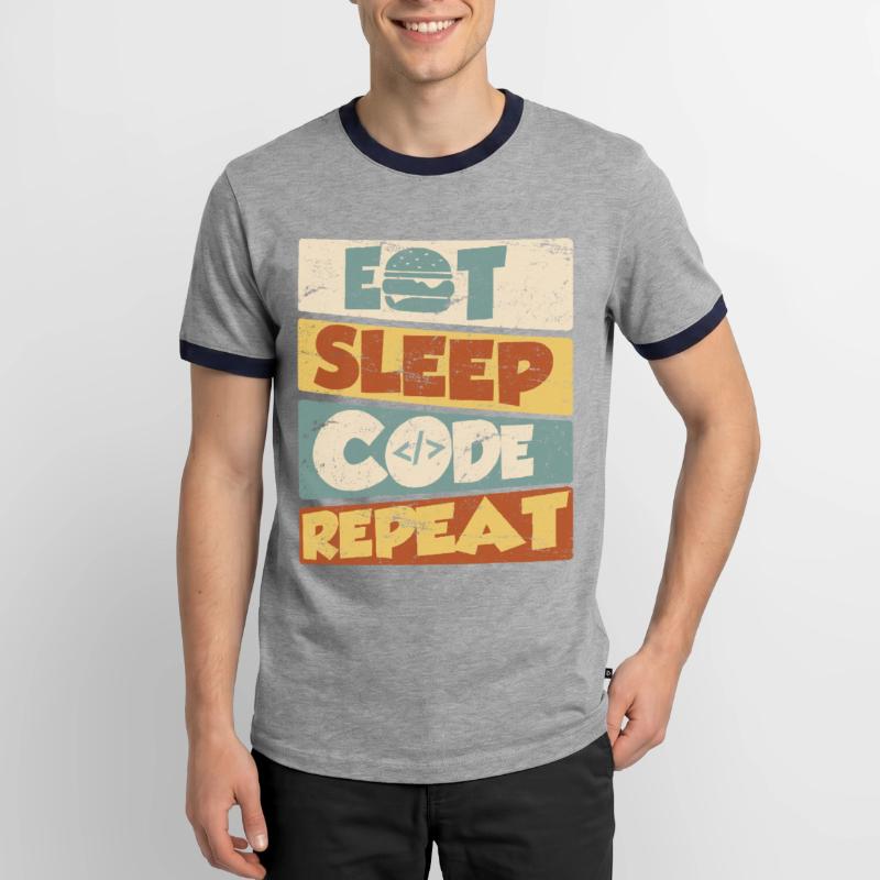 Programmer Developer IT Saying Eat Sleep Code Men's Ringer Shirt