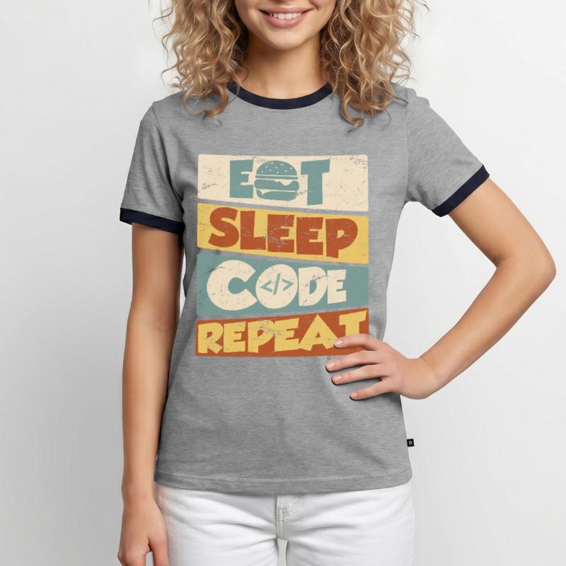 Programmer Developer IT Saying Eat Sleep Code Men's Ringer Shirt