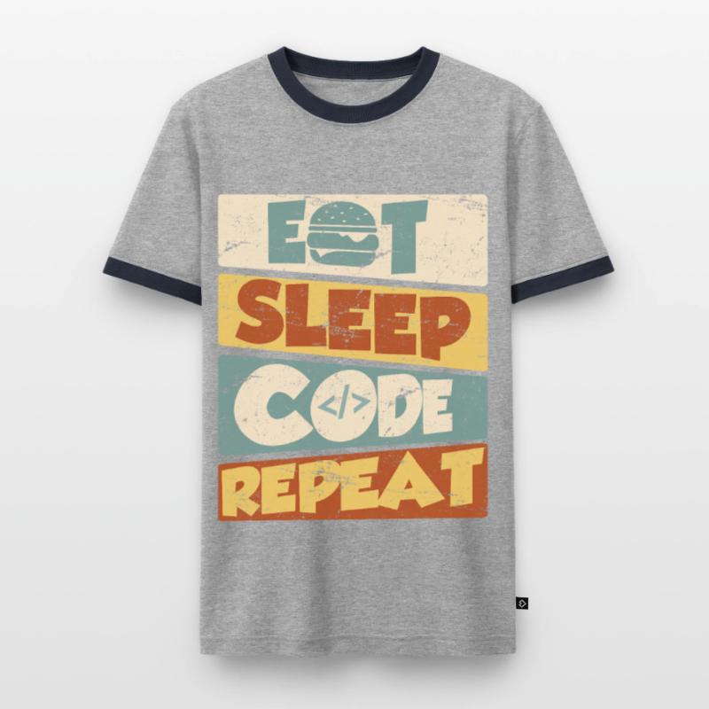 Programmer Developer IT Saying Eat Sleep Code Men's Ringer Shirt