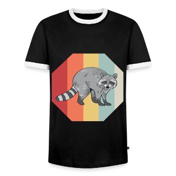 Waschbär Racoon Tier Geschenk Frettchen Marder - Männer Kontrast-T-Shirt - Schwarz/Weiß - Vorne - AI Model Female 172 light (172cm) & AI Model Male 178 light (178cm)