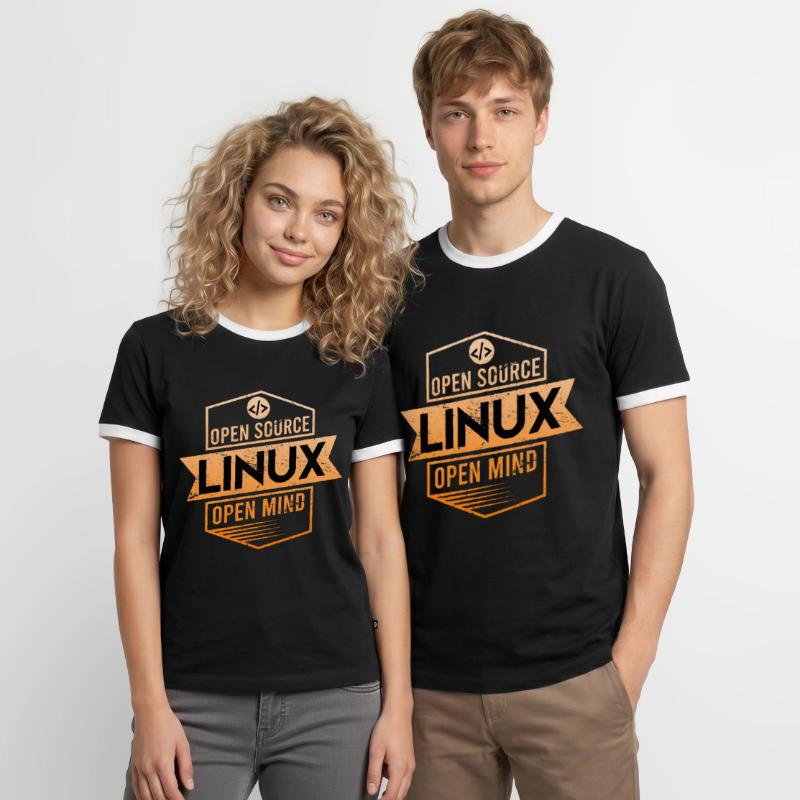 Linux Open Source Open Mind Betriebssystem Männer Kontrast-T-Shirt