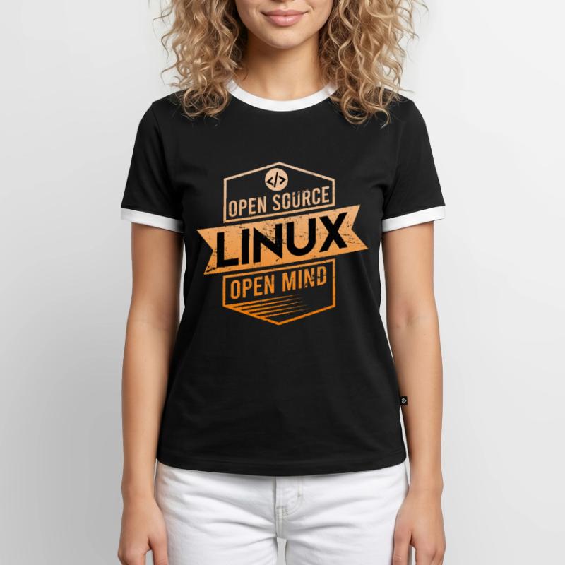 Linux Open Source Open Mind Betriebssystem Männer Kontrast-T-Shirt