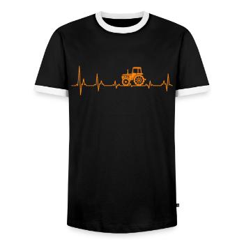 Trekker Gift Agriculture Tractor Farmer - Men's Ringer Shirt - black/white - Front - AI Model Female 172 light (172cm) & AI Model Male 178 light (178cm)