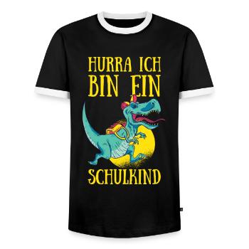 Schulanfang Hurra Ich Bin Ein Schulkind Einschulun - Männer Kontrast-T-Shirt - Schwarz/Weiß - Vorne - AI Model Female 172 light (172cm) & AI Model Male 178 light (178cm)