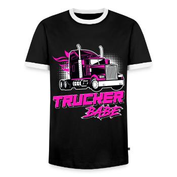 Trucker Babe LKW-Fahrerin Truck Fahrerin Geschenk - Männer Kontrast-T-Shirt - Schwarz/Weiß - Vorne - AI Model Female 172 light (172cm) & AI Model Male 178 light (178cm)