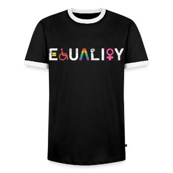 Pride CSD LGBT Equality Rainbow Geschenk - Männer Kontrast-T-Shirt - Schwarz/Weiß - Vorne - AI Model Female 172 light (172cm) & AI Model Male 178 light (178cm)