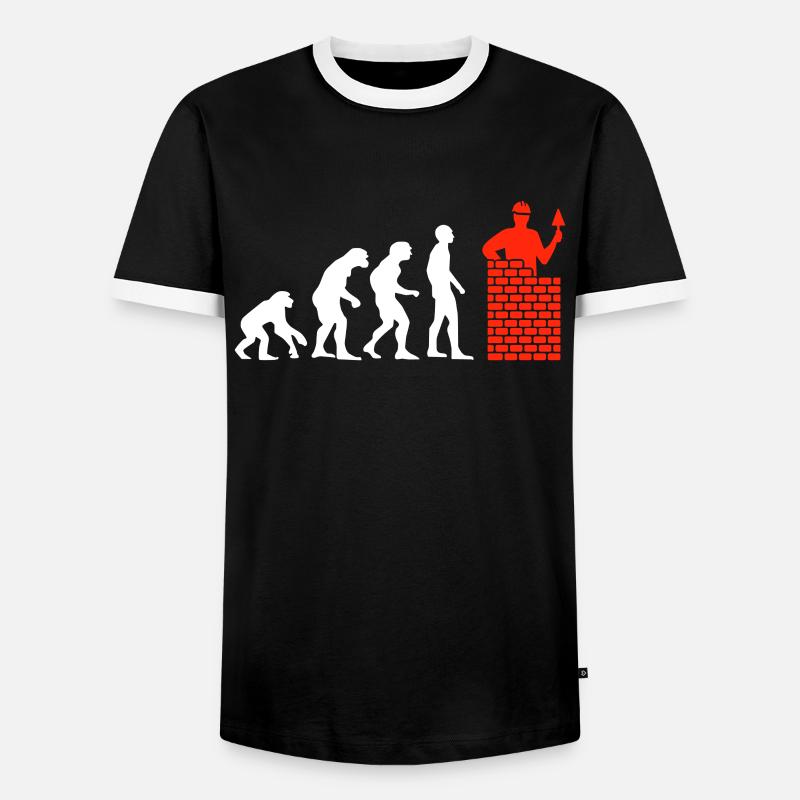 Handwerker Maurer Geschenk Heimwerker Evolution - Männer Kontrast-T-Shirt - Schwarz/Weiß