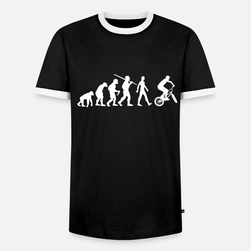 BMX Evolution BMX Rad - Männer Kontrast-T-Shirt - Schwarz/Weiß