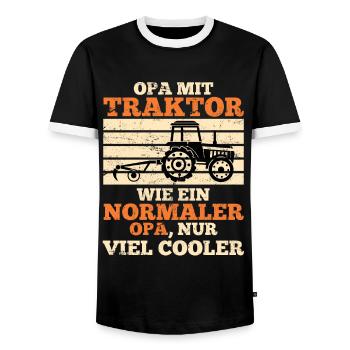 Grandpa Tractor Trekker Gift Farmer Farmer - Men's Ringer Shirt - black/white - Front - AI Model Female 172 light (172cm) & AI Model Male 178 light (178cm)