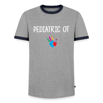 Pediatric Occupational Therapist, Pediatric Occupa - Männer Kontrast-T-Shirt - Grau/Navy  - Vorne - AI Model Female 172 light (172cm) & AI Model Male 178 light (178cm)