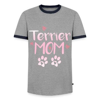 Terrier Mom - T-shirt contrasté Homme - gris/marine  - Devant - AI Model Female 172 light (172cm) & AI Model Male 178 light (178cm)
