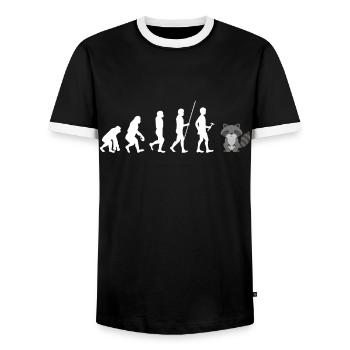raccoon - Men's Ringer Shirt - black/white - Front - AI Model Female 172 light (172cm) & AI Model Male 178 light (178cm)